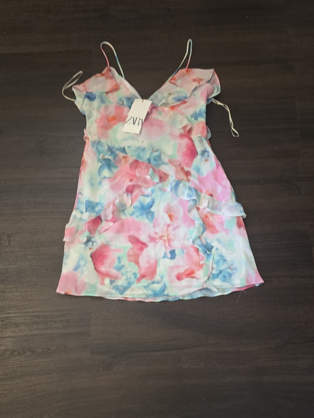 Zara Floral Pink And Blue Dress